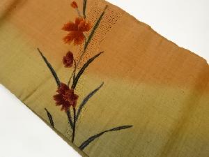 リサイクル　手織り紬相良刺繍花模様名古屋帯